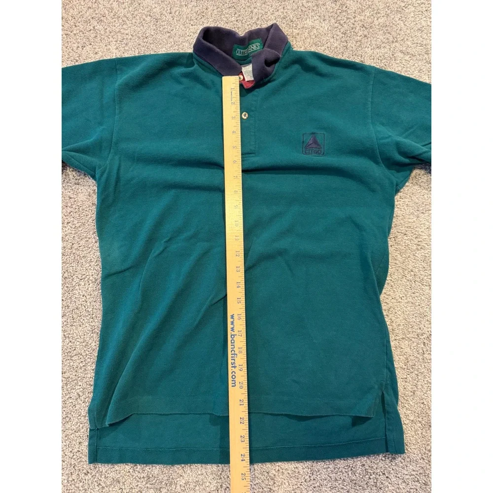 Vintage Citgo Outer Banks Polo Shirt Mens Medium Green Embroidered Pique Cotton*